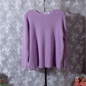 Vintage 2000s Purple Knit Top Size XL Y2K Lilac Classic Minimalist Cotton Chic